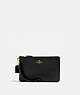 COACH®,SMALL WRISTLET,Pebbled Leather,Light Gold/Black,Front View