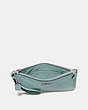 COACH®,SMALL WRISTLET,Pebbled Leather,Medium,Light Teal/Silver,Inside View,Top View