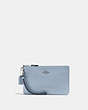 COACH®,SMALL WRISTLET,Pebbled Leather,Medium,Silver/Mist,Front View
