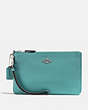 COACH®,SMALL WRISTLET,Pebbled Leather,Medium,Silver/Marine,Front View