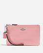 COACH®,SMALL WRISTLET,Pebbled Leather,Medium,Silver/Peony,Front View