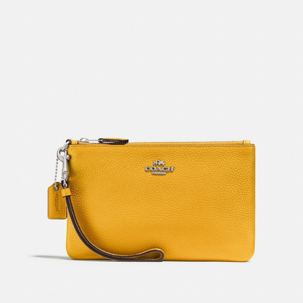 COACH®,SMALL WRISTLET,Medium,Silver/Canary,Front View