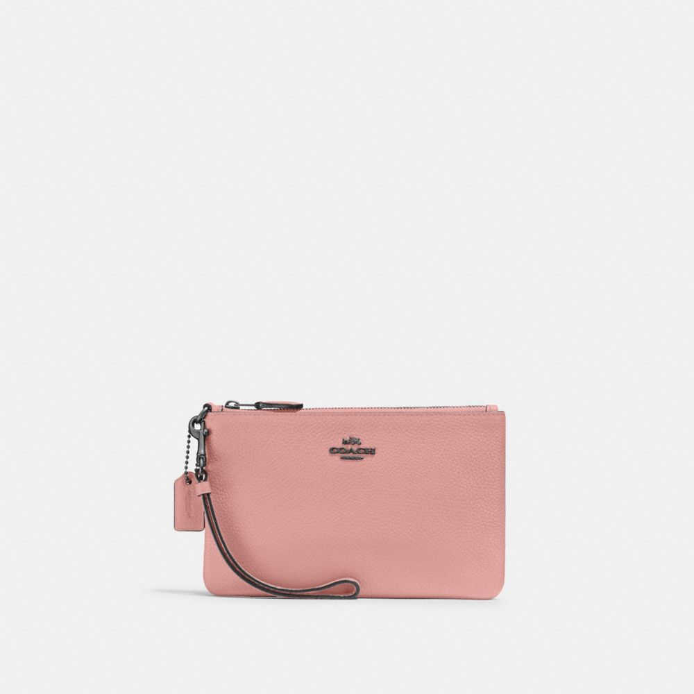 COACH®,PETIT WRISTLET,Cuir galet poli,Étain/Œillet,Front View