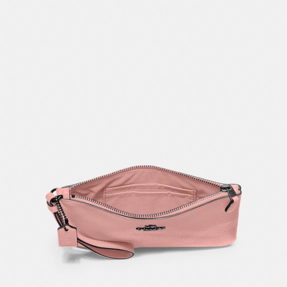 COACH®,Small Wristlet,Leather,Pouch,Wristlet,Metal,Logo,Casual,,Inside View,Top View