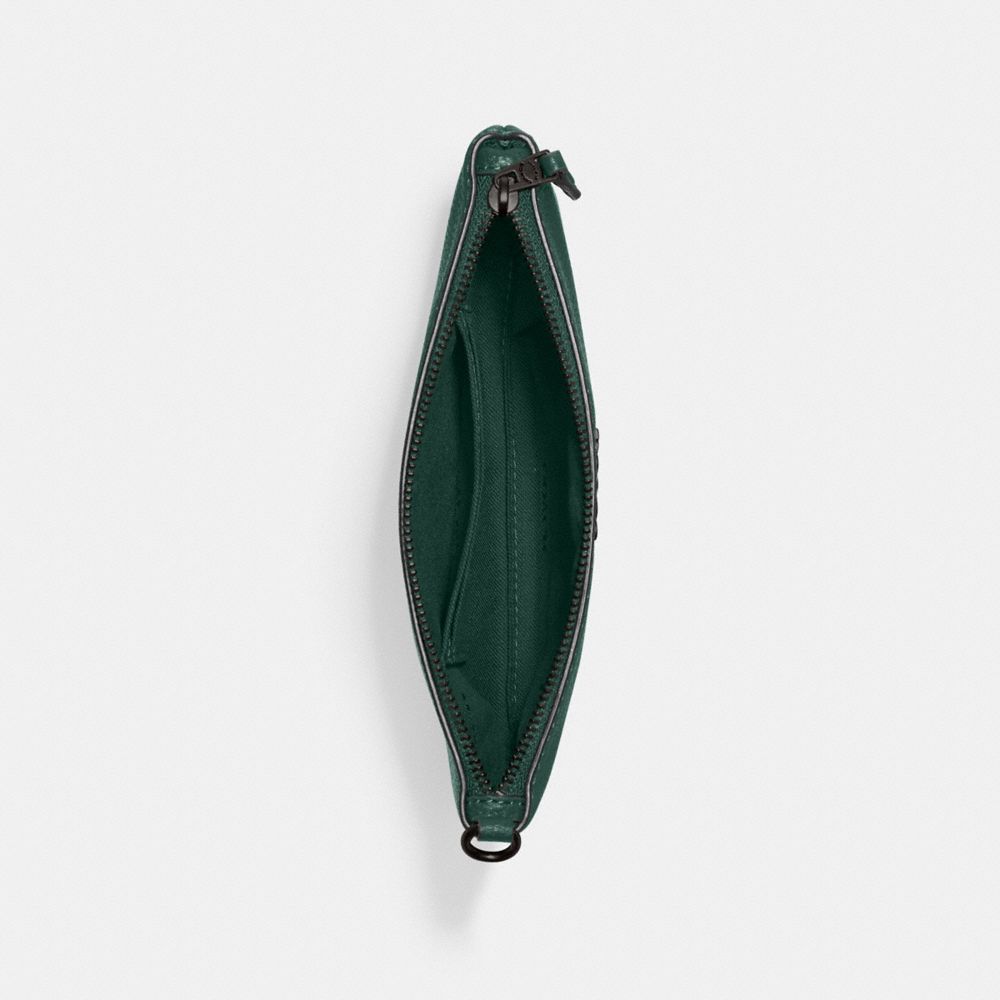 COACH®,PETIT WRISTLET,Cuir galet,Étain/Vert forêt,Inside View,Top View