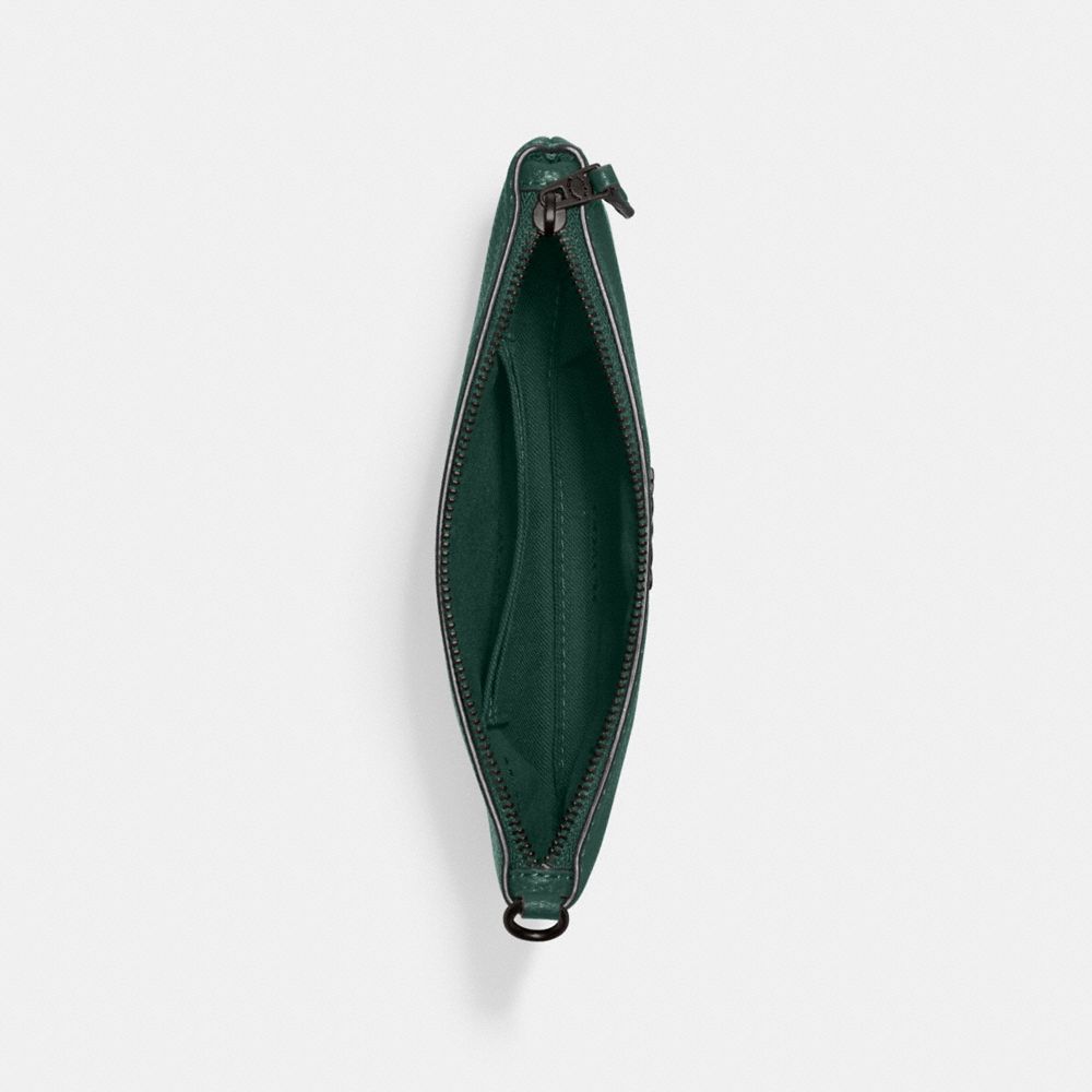 COACH®,Small Wristlet,Leather,Wristlet,Pouch,Casual,Emerald,Inside View,Top View