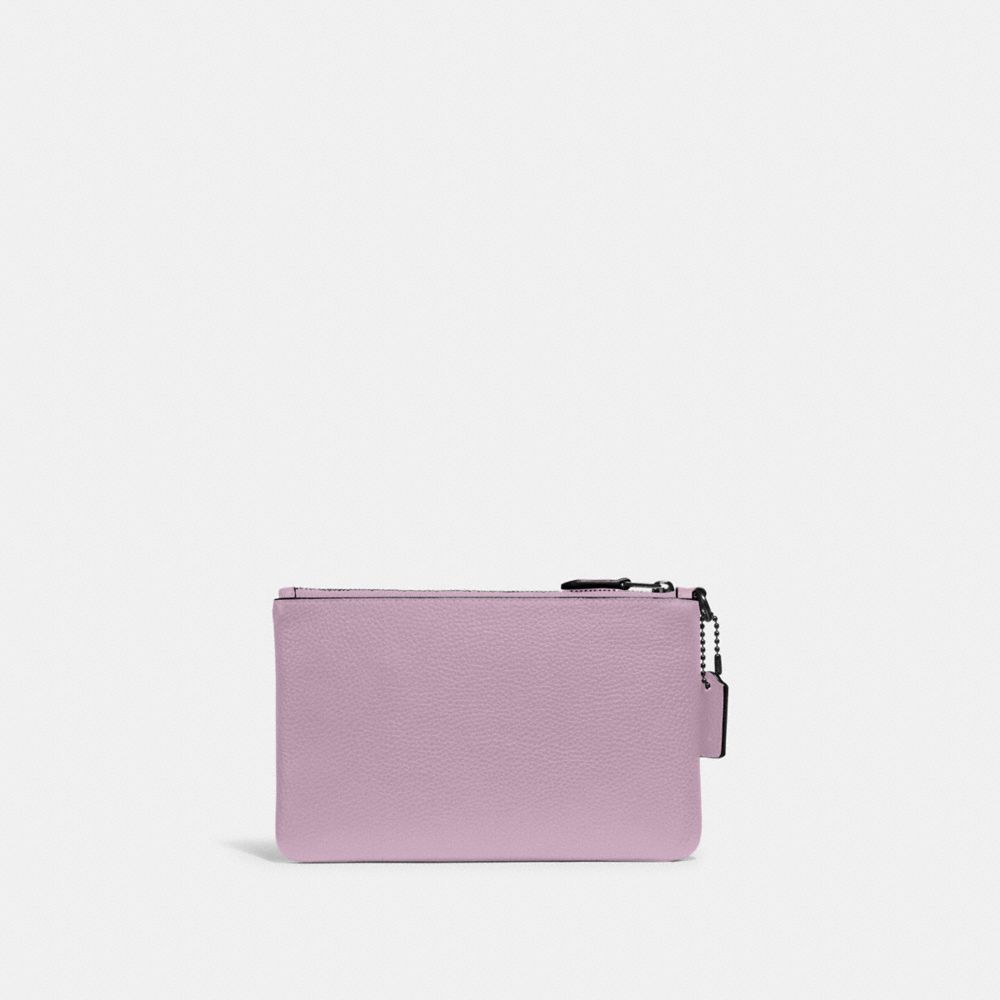 COACH®,PETIT WRISTLET,Cuir galet,Étain/Violet glacé,Back View