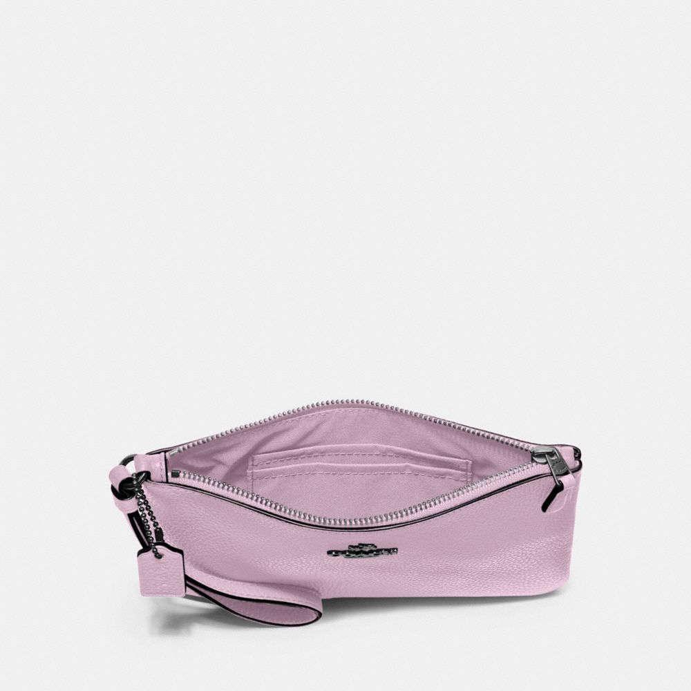 COACH®,Small Wristlet,Leather,Pouch,Wristlet,Metal,Logo,Casual,,Inside View,Top View