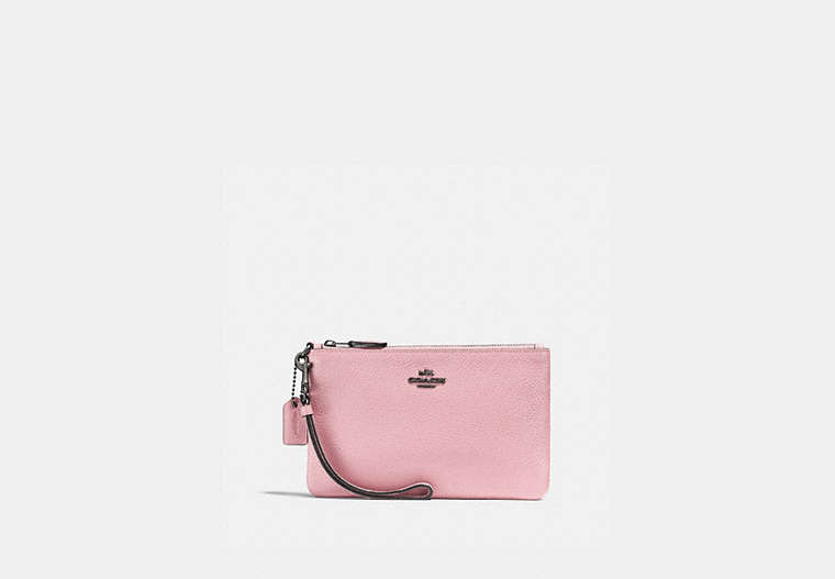 COACH®,SMALL WRISTLET,Pebbled Leather,Medium,Pewter/Aurora,Front View