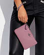 COACH®,SMALL WRISTLET,Pebbled Leather,Medium,Pewter/Violet Orchid,Detail View