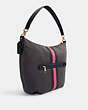 COACH®,SKYLAR HOBO WITH VARSITY STRIPE,n/a,Gold/Black/ Electric Pink,Angle View
