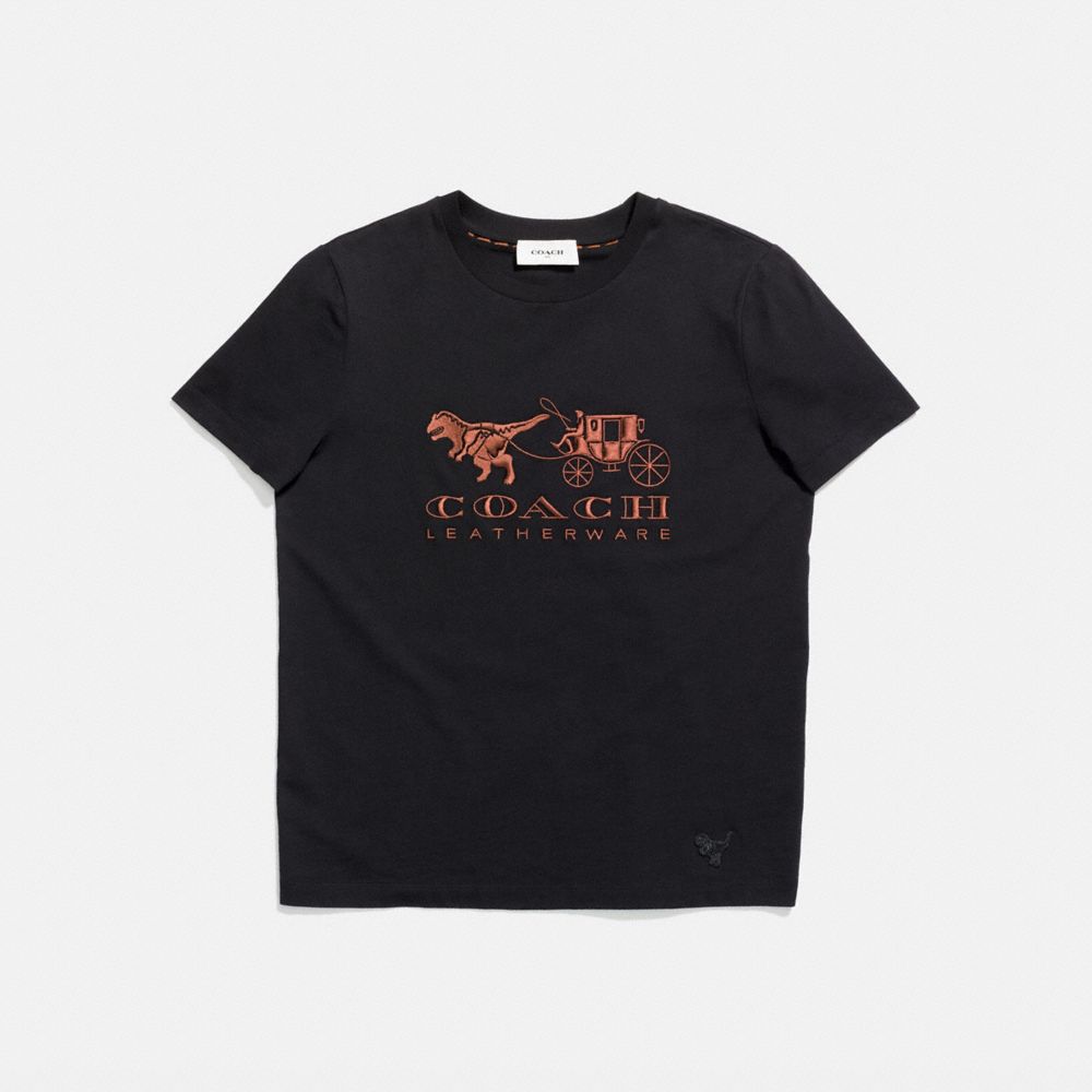 COACH®,REXY AND CARRIAGE T-SHIRT,cotton,Black,Front View
