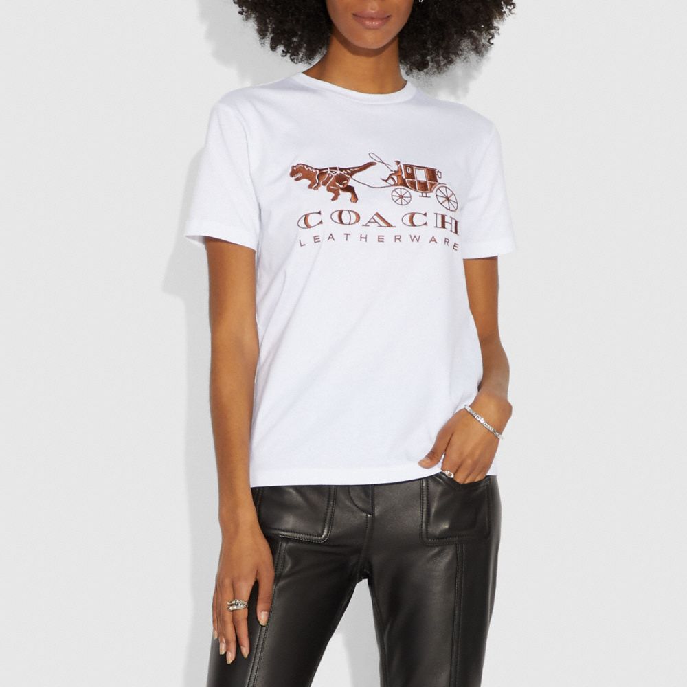 COACH◆REXY CARRIAGE TSHIR/XS/コットン/WHT/23011 COACH® | Rexy And Carriage T Shirt