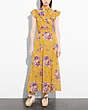 COACH®,DAISY BOUQUET SLEEVELESS WESTERN DRESS WITH NECKTIE,Mixed Material,MUSTARD,Scale View