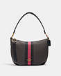 COACH®,SMALL SKYLAR HOBO WITH VARSITY STRIPE,n/a,Medium,Gold/Black/ Electric Pink,Front View