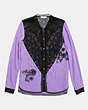 COACH®,VARSITY BLOUSE,Mixed Material,LILAC,Front View