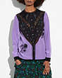 COACH®,VARSITY BLOUSE,Mixed Material,LILAC,Scale View