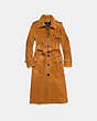 COACH®,SUEDE TRENCH COAT,Suede,BAMBOO,Front View