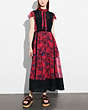 COACH®,HORSE PRINT LACEWORK DRESS WITH NECKTIE,Mixed Material,DARK RED,Scale View