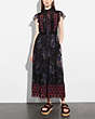 Mixed Print Lacework Dress With Necktie