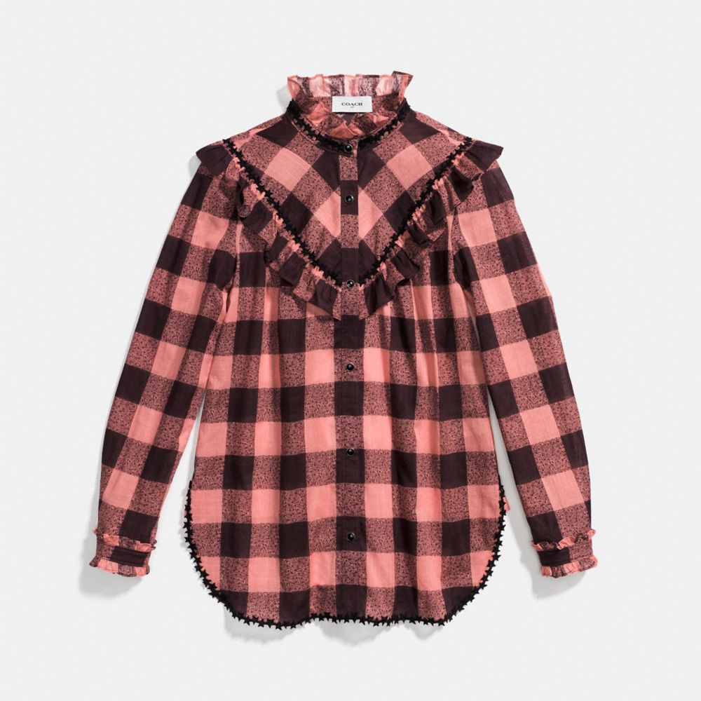 COACH®,Prairie Check Western Blouse,,Front View