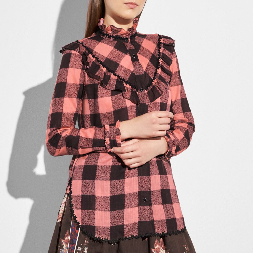 COACH®,Prairie Check Western Blouse,,Scale View