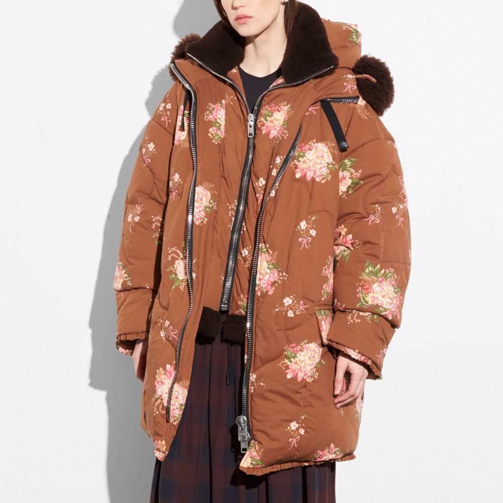 Oversized Eiderdown Printed Puffer Jacket