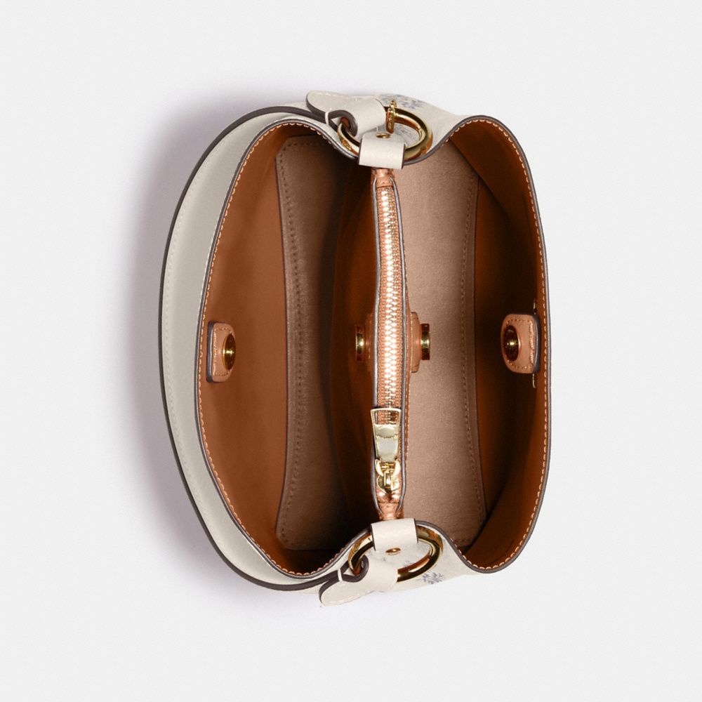 COACH®,Small Town Bucket Bag With Dandelion Floral Print,,Inside View,Top View