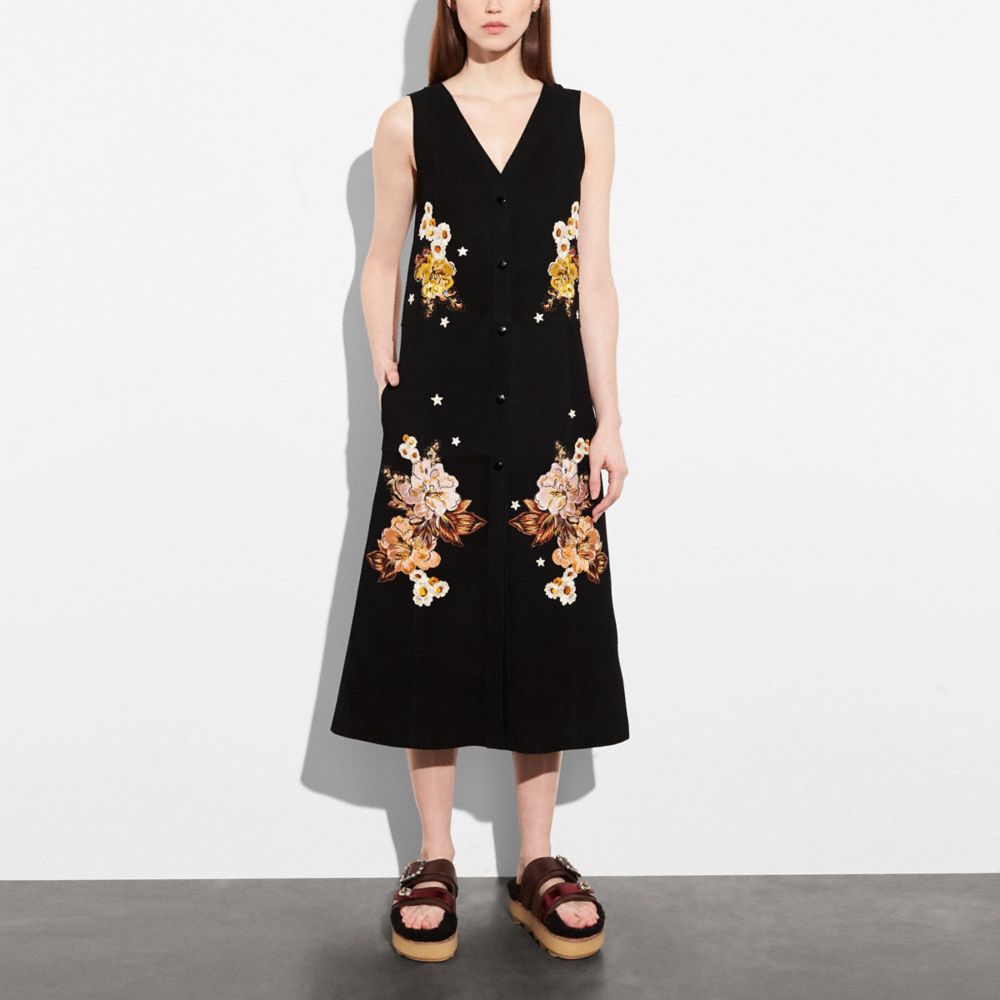 COACH®,Embroidered Suede Dress,,Scale View