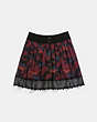 COACH®,HORSE PRINT TIERED SKIRT,Mixed Material,DARK RED,Front View