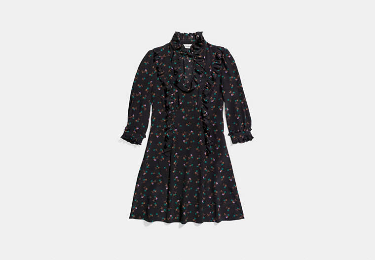 COACH®,WESTERN SHIRT DRESS,Mixed Material,Black,Front View