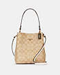 COACH®,SMALL TOWN BUCKET BAG IN SIGNATURE CANVAS,Leather,Medium,Gold/Light Khaki Chalk,Front View