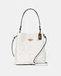 COACH®,SMALL TOWN BUCKET BAG IN SIGNATURE CANVAS,Leather,Medium,Gold/Chalk/Glacierwhite,Front View