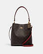 COACH®,SMALL TOWN BUCKET BAG IN SIGNATURE CANVAS,Leather,Medium,Gold/Brown 1941 Red,Front View
