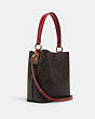 COACH®,SMALL TOWN BUCKET BAG IN SIGNATURE CANVAS,Leather,Medium,Gold/Brown 1941 Red,Angle View