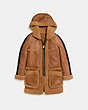 COACH®,REVERSIBLE SHEARLING PARKA,Shearling,TOFFEE,Front View