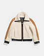 COACH®,REVERSIBLE SHEARLING TRACKSUIT,Leather,Natural,Front View