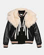 COACH®,VARSITY JACKET,Leather,Black,Front View