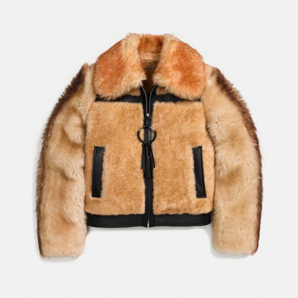 Pieced Shearling Bomber