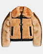 COACH®,PIECED SHEARLING BOMBER,Shearling,BAMBOO,Front View