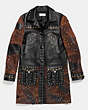 COACH®,PATCHWORK WESTERN RIVETS COAT,Leather,Black,Front View