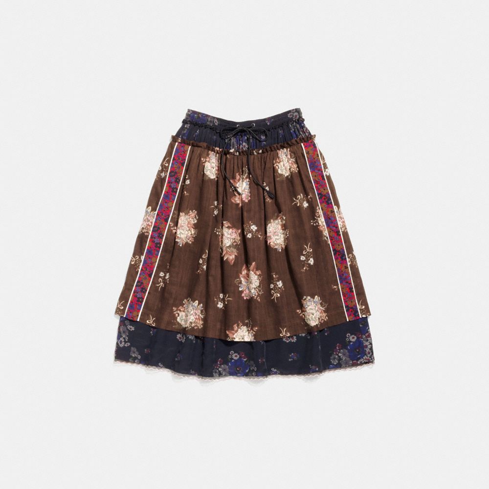 COACH®,Mixed Print Layered Skirt,,Front View