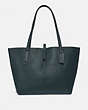 COACH®,MARKET TOTE WITH METALLIC INTERIOR,Leather,Large,Gunmetal/Cypress,Front View