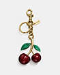 COACH®,CHERRY BAG CHARM,Mixed Material,Gold/Red,Front View