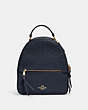 COACH®,JORDYN BACKPACK IN SIGNATURE LEATHER,Leather,Gold/Midnight,Front View
