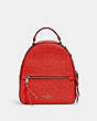 COACH®,JORDYN BACKPACK IN SIGNATURE LEATHER,Leather,Gunmetal/Miami Red,Front View