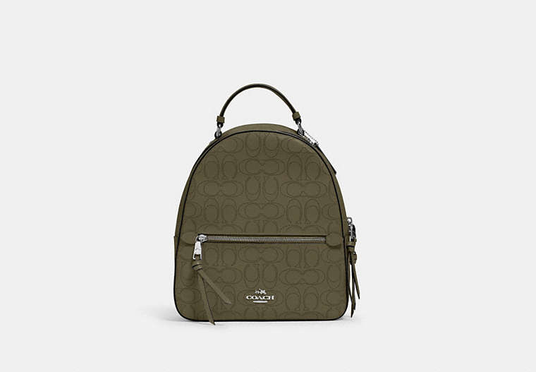 COACH®,JORDYN BACKPACK IN SIGNATURE LEATHER,Leather,Silver/Surplus,Front View