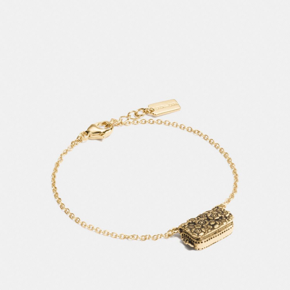 COACH®,DINKY CHAIN BRACELET,Metal,Gold,Front View