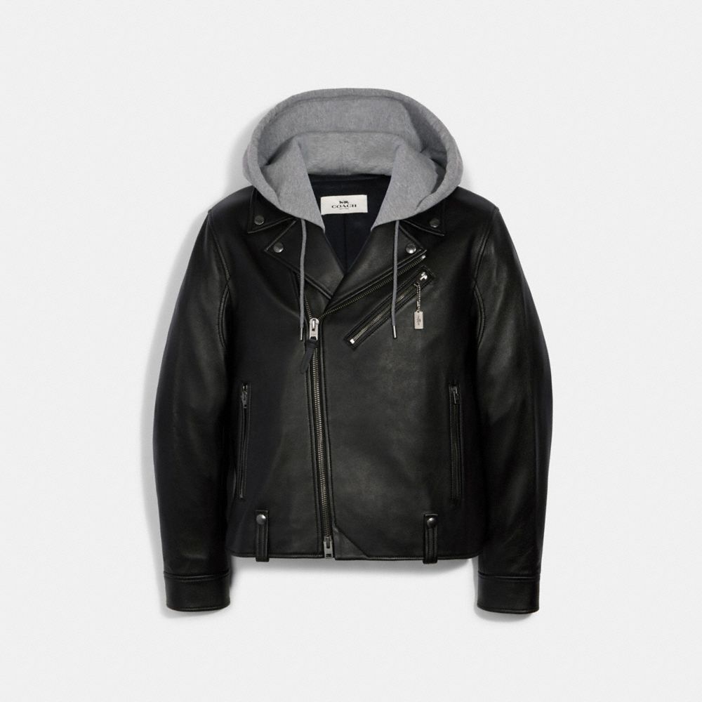 COACH®,MOTO JACKET,n/a,Black,Front View