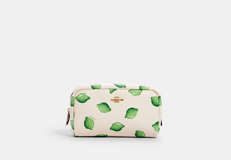 Small Boxy Cosmetic Case With Lime Print